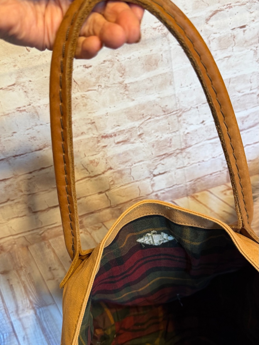 L.L.Bean vintage large canvas tote with leather handles - Picture 4 of 11